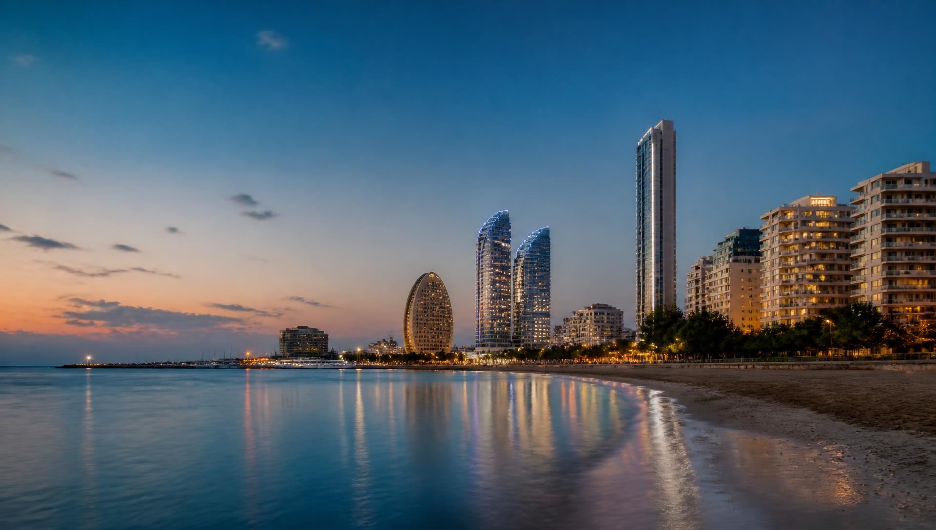 Limassol coastline at dusk